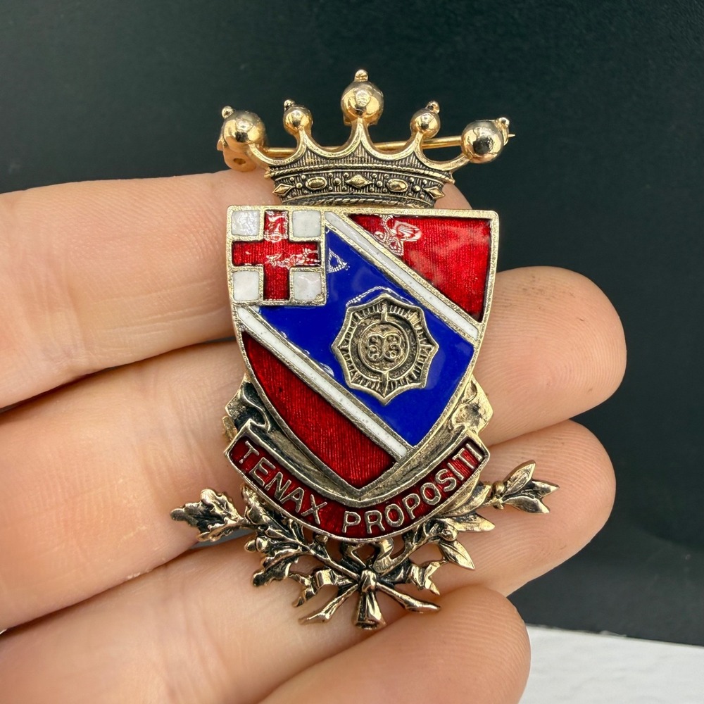 Vintage Estate 101st Engineer Battalion Unit Crest Pin Gold Enamel Military